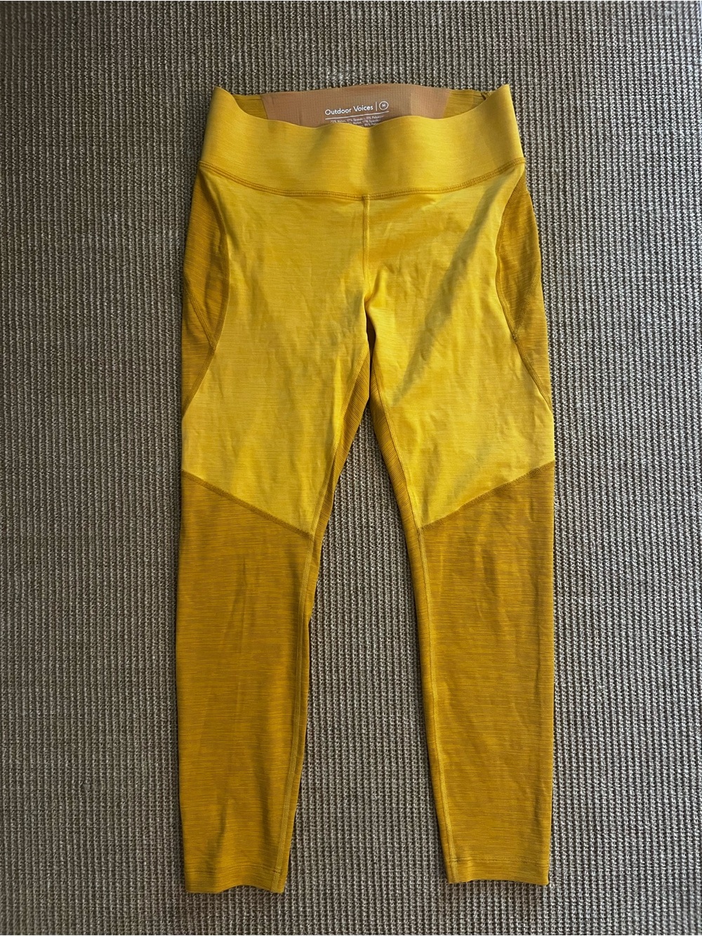 Outdoor Voices Two-Tone Yellow Tech Sweat Leggings